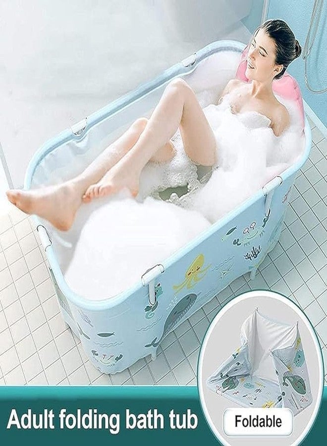 HEVASNEK Adult Folding Bathtub - Portable Soaking Tub, Collapsible Family SPA Barrel, Maintaining Hot & Cold Temperature With Drainage Hole & Thicken Layer for Home Hot Water & Ice Bath(FISH SKY BLUE) - Image 5